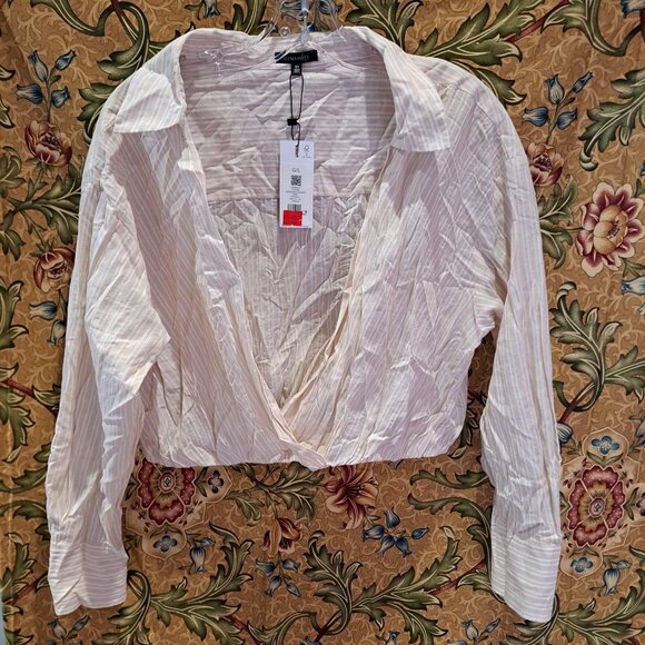 Dynamite Tops - Crossover cropped striped shirt 100% Cotton